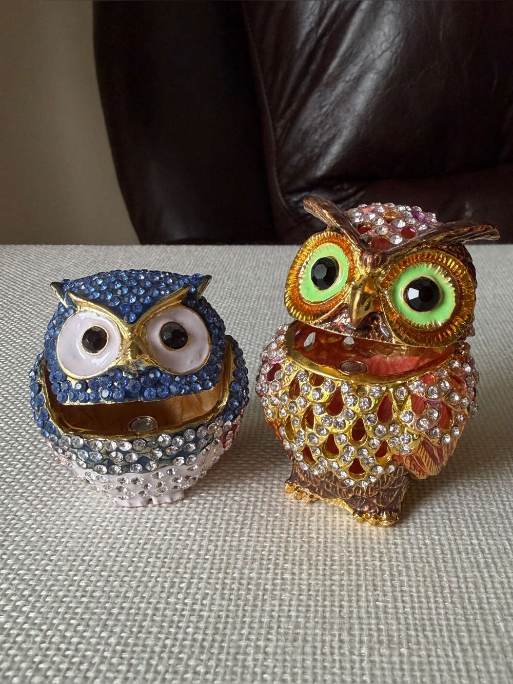 Jeweled Owl Trinket Boxes